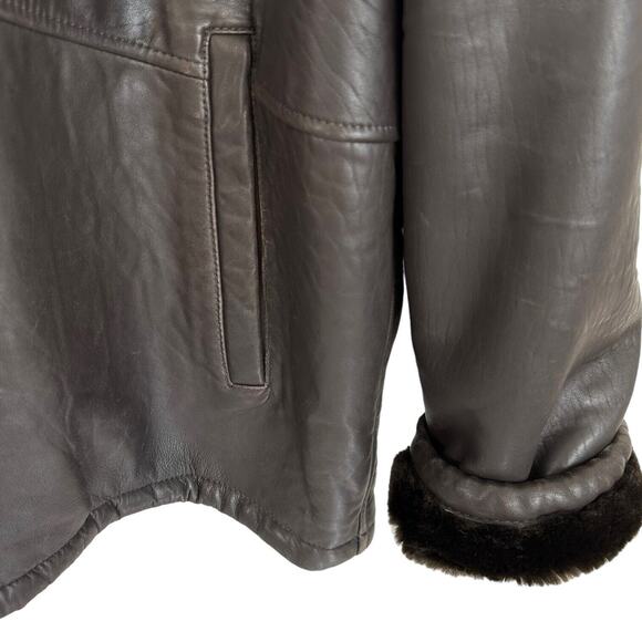 RC Comstock Expedition Aviator Flight Bomber Jacket Brown Leather Faux Fur Lined - Picture 11 of 16